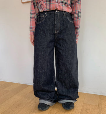 Hitssi banding wide denim pants